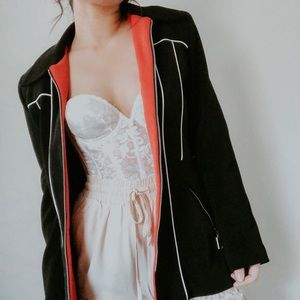 VINTAGE • red black structured minimal jacket